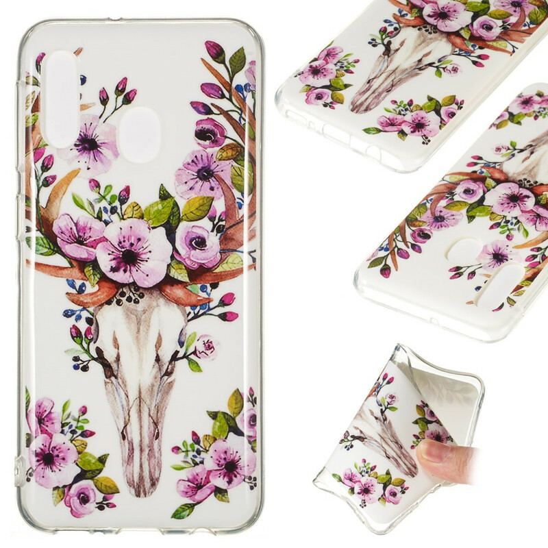 Capa Para Samsung Galaxy A20e Alce Floral Fluorescente