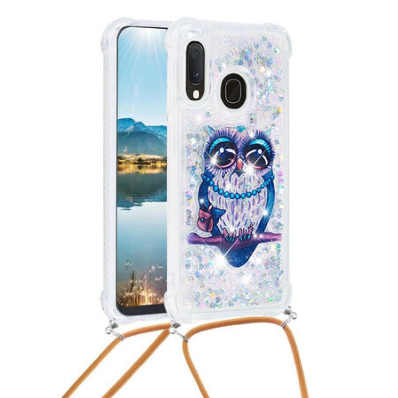 Capa Para Samsung Galaxy A20e De celular Cordão De Lantejoulas Miss Owl