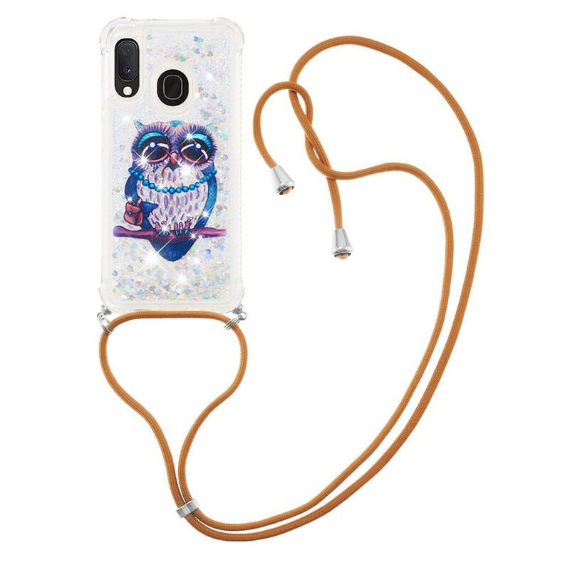 Capa Para Samsung Galaxy A20e De celular Cordão De Lantejoulas Miss Owl