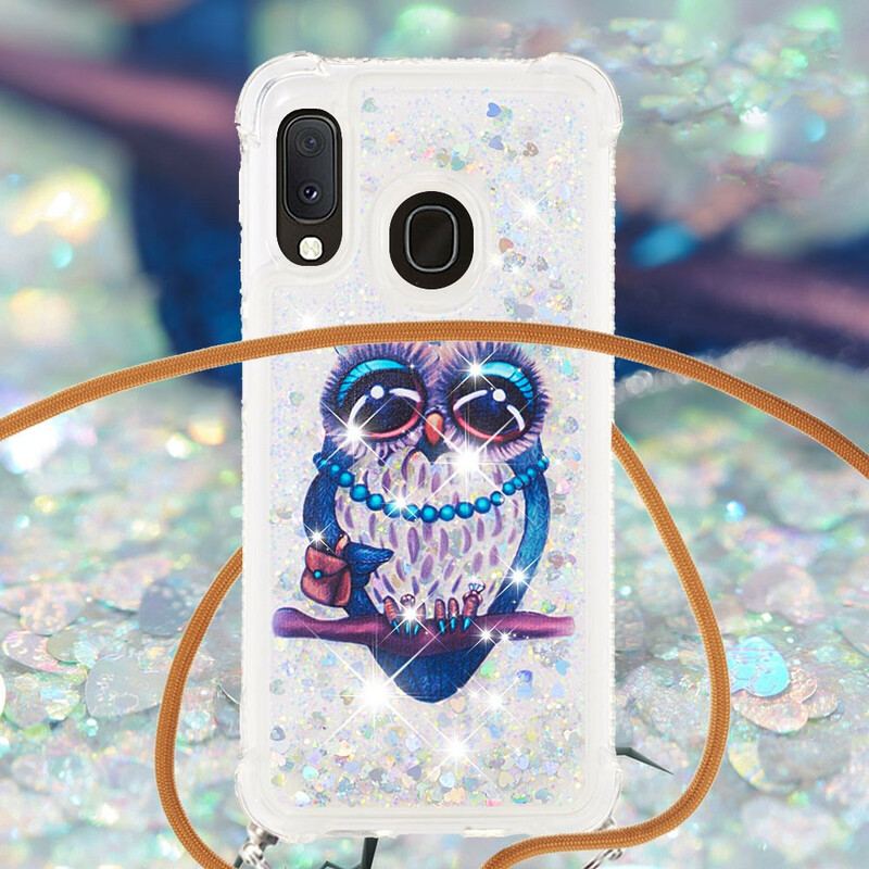 Capa Para Samsung Galaxy A20e De celular Cordão De Lantejoulas Miss Owl