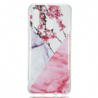 Capa Para Samsung Galaxy A20e Flor De Ameixa Marmorizada