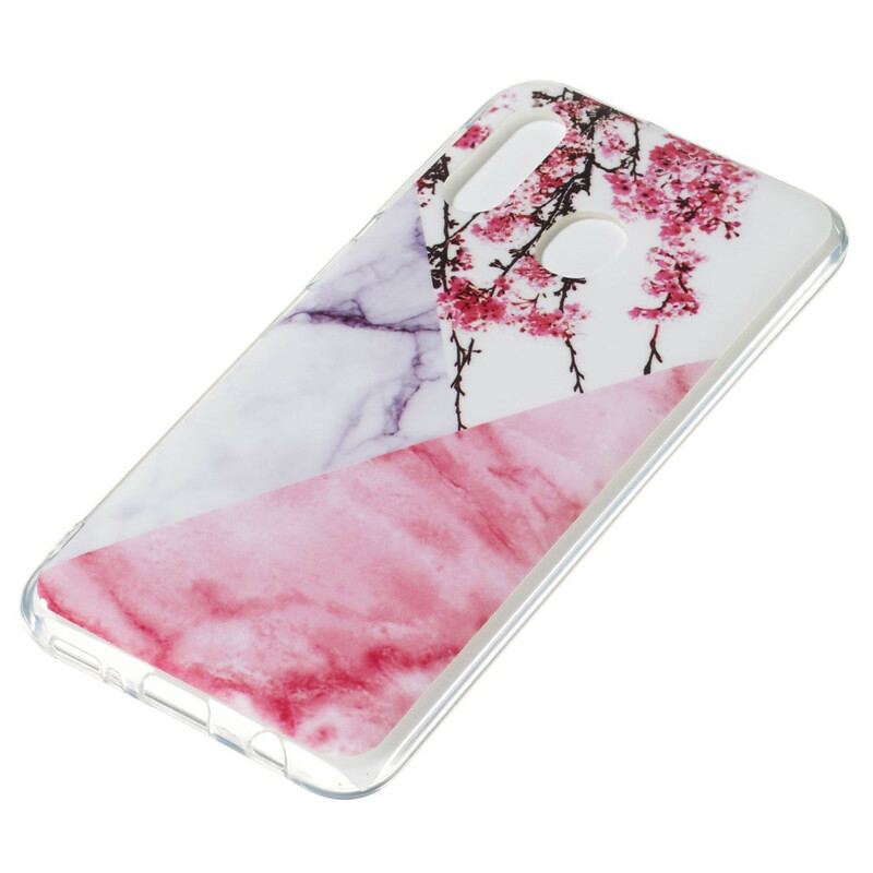 Capa Para Samsung Galaxy A20e Flor De Ameixa Marmorizada