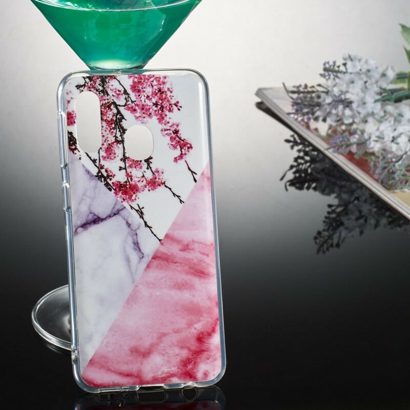 Capa Para Samsung Galaxy A20e Flor De Ameixa Marmorizada