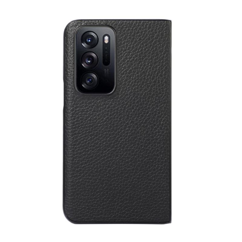 Capa Para Oppo Find N Design De Lichia De Couro Genuíno