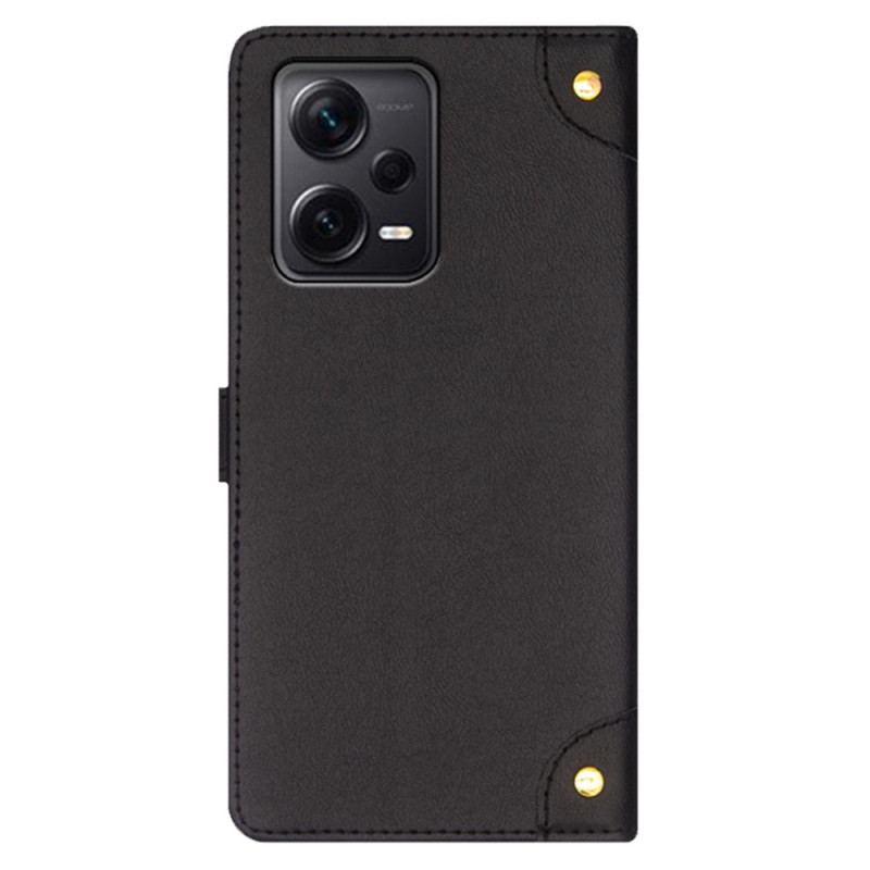 Capa Flip Para Xiaomi Redmi Note 12 Pro Plus Rebites E Cinta Idewei