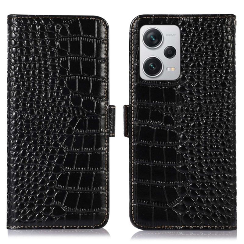 Capa Flip Para Xiaomi Redmi Note 12 Pro Plus Rfid Estilo Crocodilo