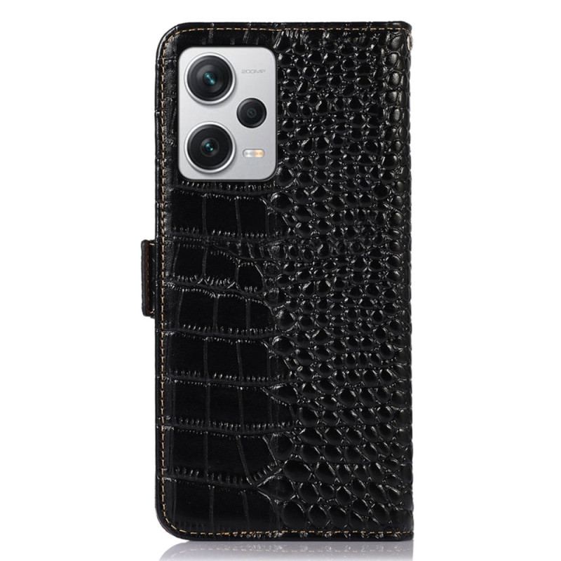 Capa Flip Para Xiaomi Redmi Note 12 Pro Plus Rfid Estilo Crocodilo