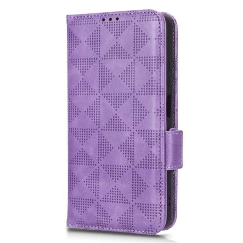 Capa Flip Para Xiaomi Redmi Note 12 Pro Plus Triângulos Com Cordão