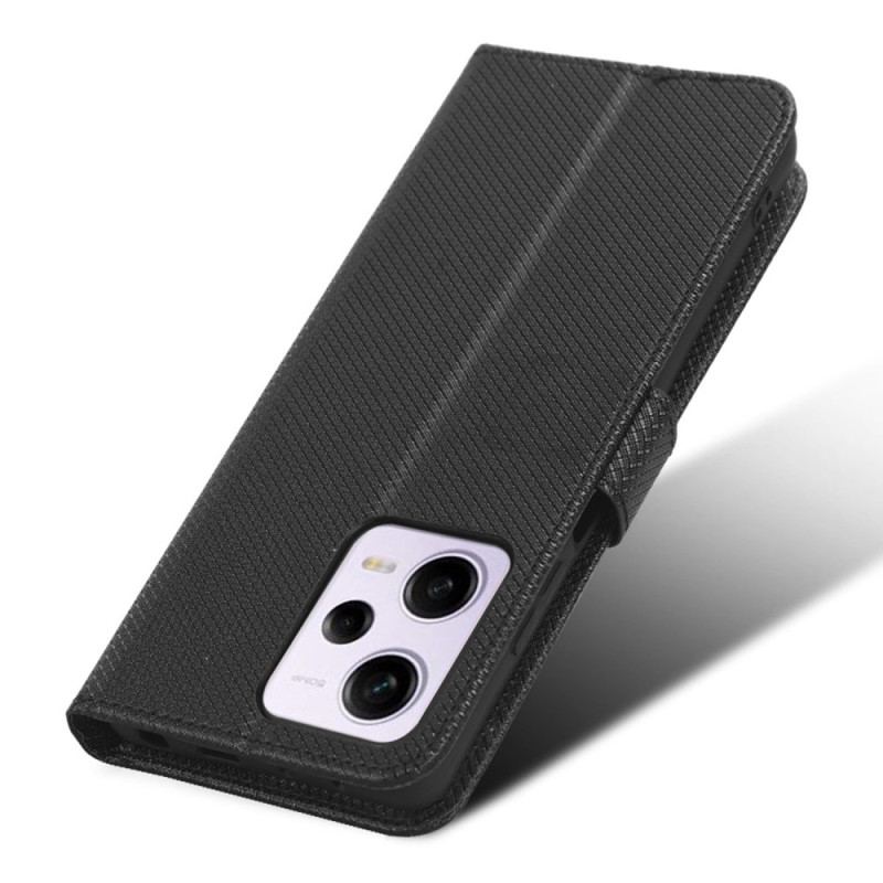 Capa Folio Para Xiaomi Redmi Note 12 Pro Plus De Cordão Couro Falso Estiloso Com Tiras