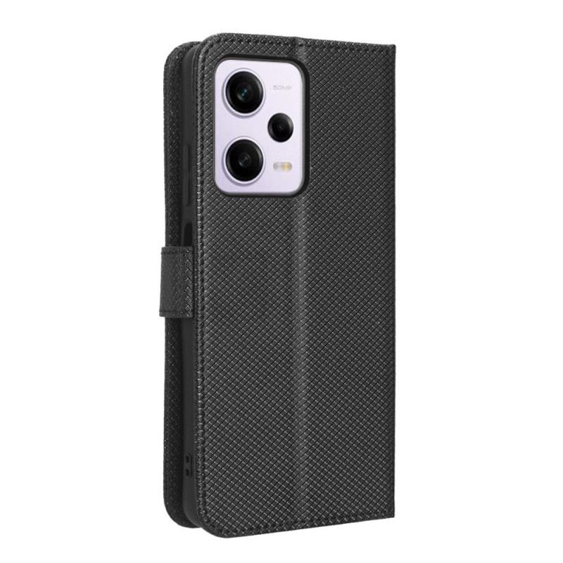 Capa Folio Para Xiaomi Redmi Note 12 Pro Plus De Cordão Couro Falso Estiloso Com Tiras