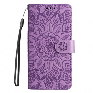 Capa Folio Para Xiaomi Redmi Note 12 Pro Plus De Cordão Decoração Mandala Com Alça