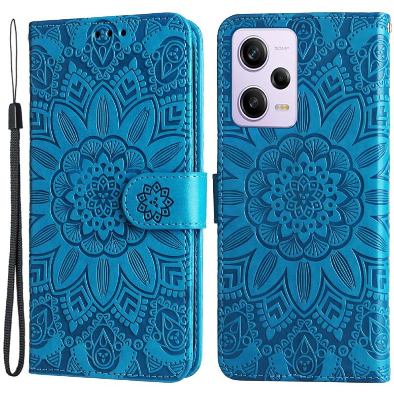 Capa Folio Para Xiaomi Redmi Note 12 Pro Plus De Cordão Decoração Mandala Com Alça