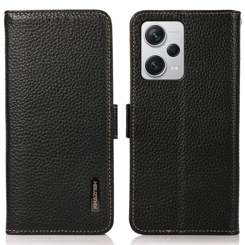 Capa Folio Para Xiaomi Redmi Note 12 Pro Plus Couro De Lichia Khazneh Rfid