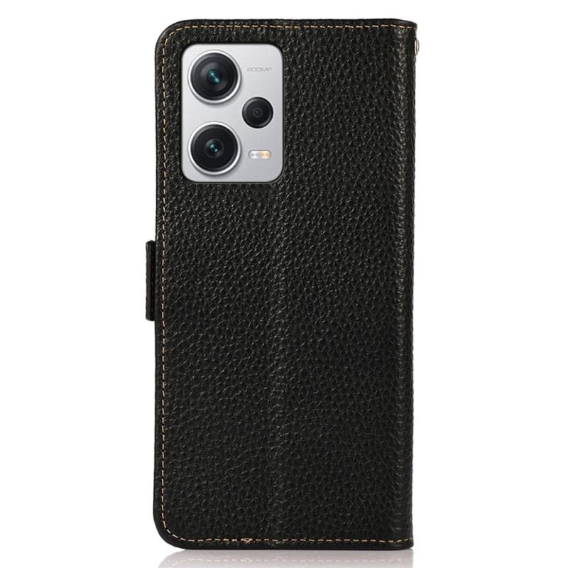 Capa Folio Para Xiaomi Redmi Note 12 Pro Plus Couro De Lichia Khazneh Rfid