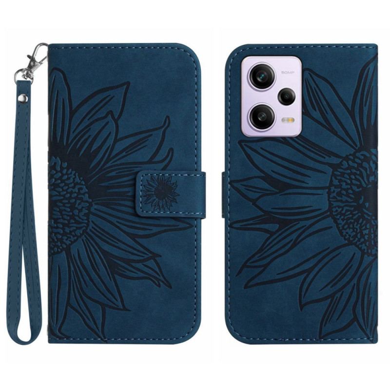 Capa Folio Para Xiaomi Redmi Note 12 Pro Plus Flor Com Cordão