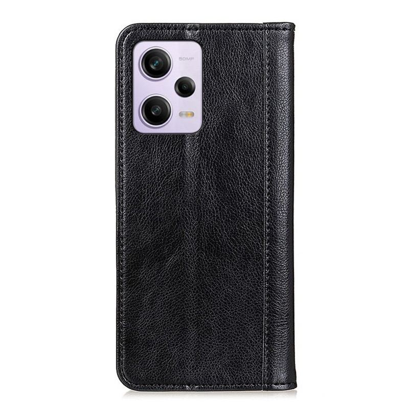 Capa De Celular Para Poco X5 Pro 5G Flip Couro Rachado De Lichia