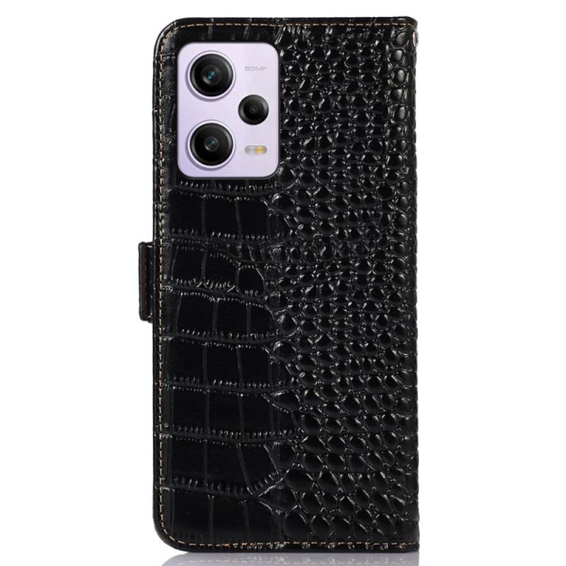 Capa De Couro Para Poco X5 Pro 5G Rfid Estilo Crocodilo