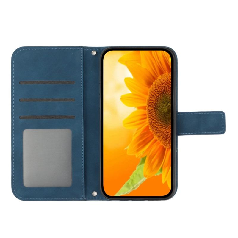 Capa Flip Para Poco X5 Pro 5G De Cordão Girassol Strappy