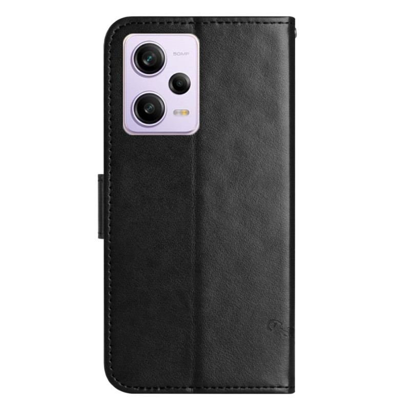 Capa Flip Para Poco X5 Pro 5G De Cordão Strappy Floral