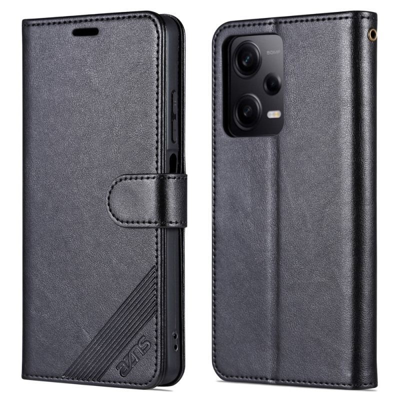 Capa Flip Para Poco X5 Pro 5G Efeito Couro Azns