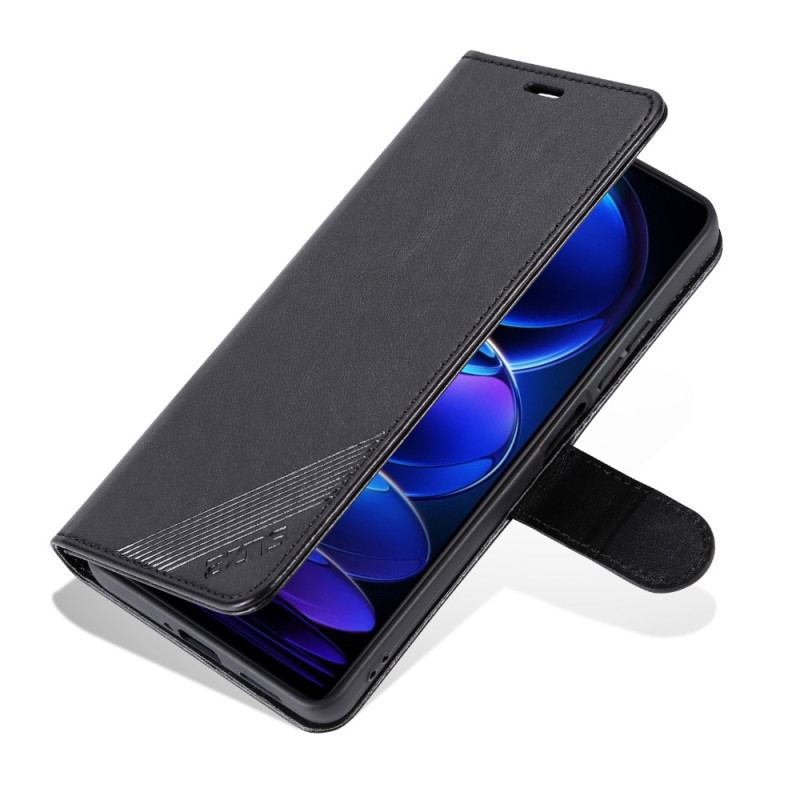 Capa Flip Para Poco X5 Pro 5G Efeito Couro Azns