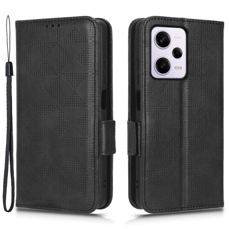 Capa Flip Para Poco X5 Pro 5G Triângulos Com Cordão