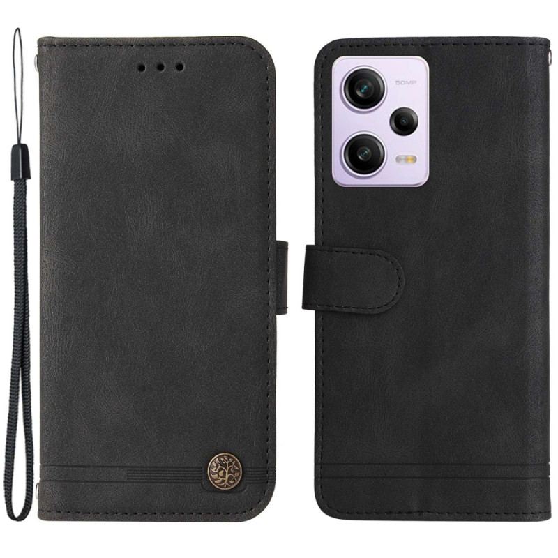 Capa Folio Para Poco X5 Pro 5G Estilo De Couro Com Rebite Decorativo