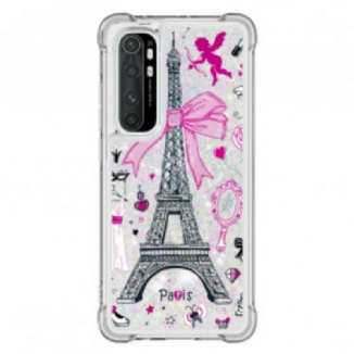 Capa De Celular Para Xiaomi Mi Note 10 Lite As Lantejoulas Da Torre Eiffel