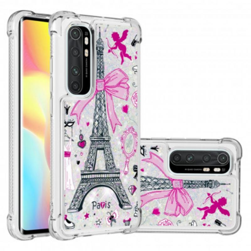 Capa De Celular Para Xiaomi Mi Note 10 Lite As Lantejoulas Da Torre Eiffel