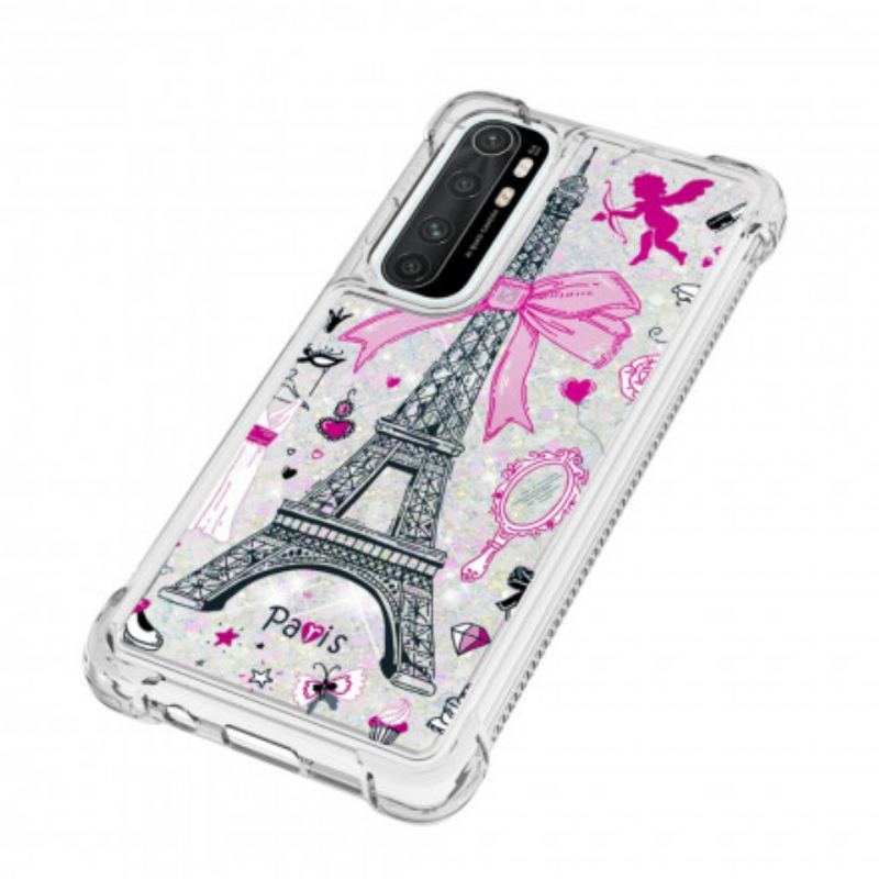 Capa De Celular Para Xiaomi Mi Note 10 Lite As Lantejoulas Da Torre Eiffel