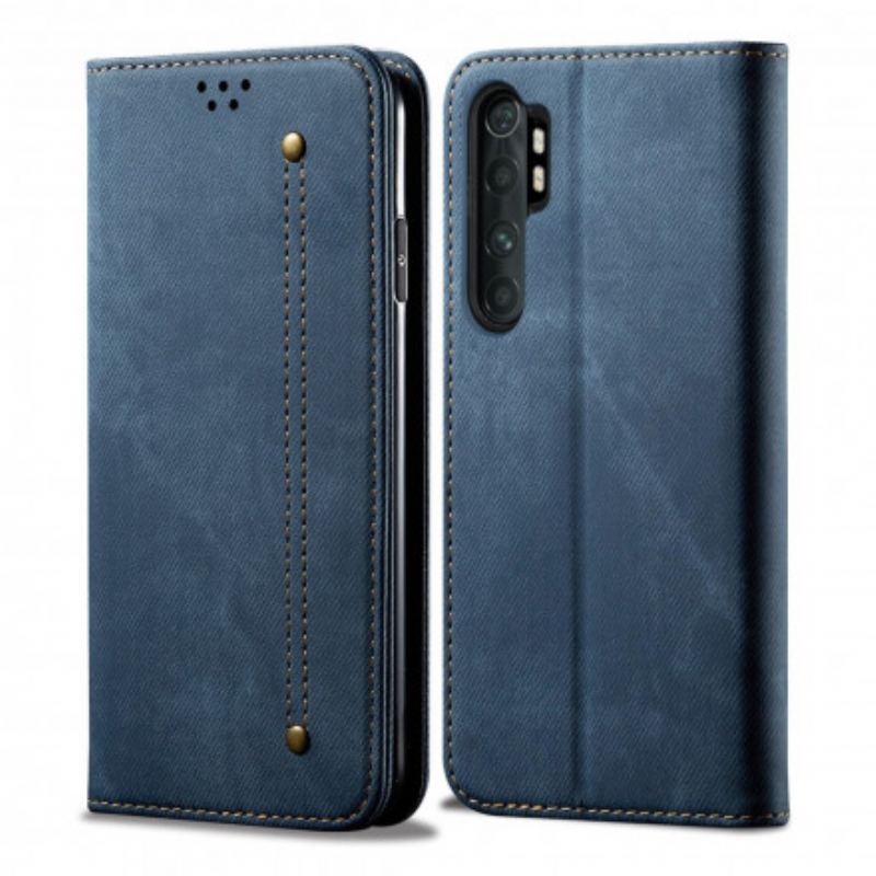 Capa De Celular Para Xiaomi Mi Note 10 Lite Flip Tecido Jeans