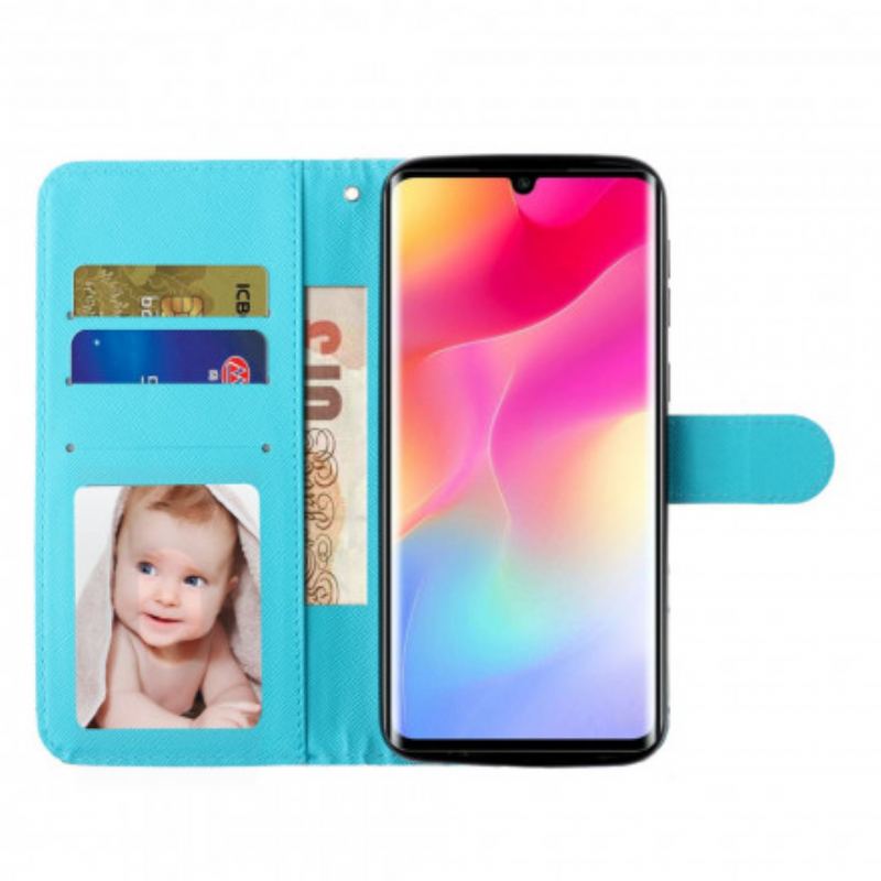 Capa De Couro Para Xiaomi Mi Note 10 Lite De Cordão Holofotes De Luz De Tira De Mármore