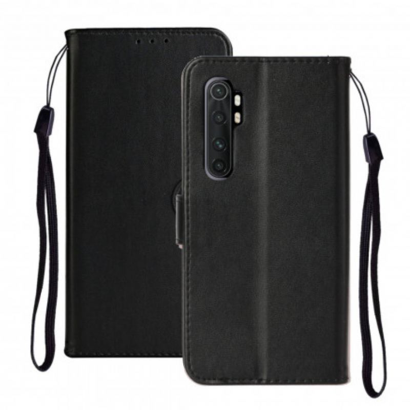 Capa Em Pele Para Xiaomi Mi Note 10 Lite De Cordão Strappy Série De Cores Sólidas