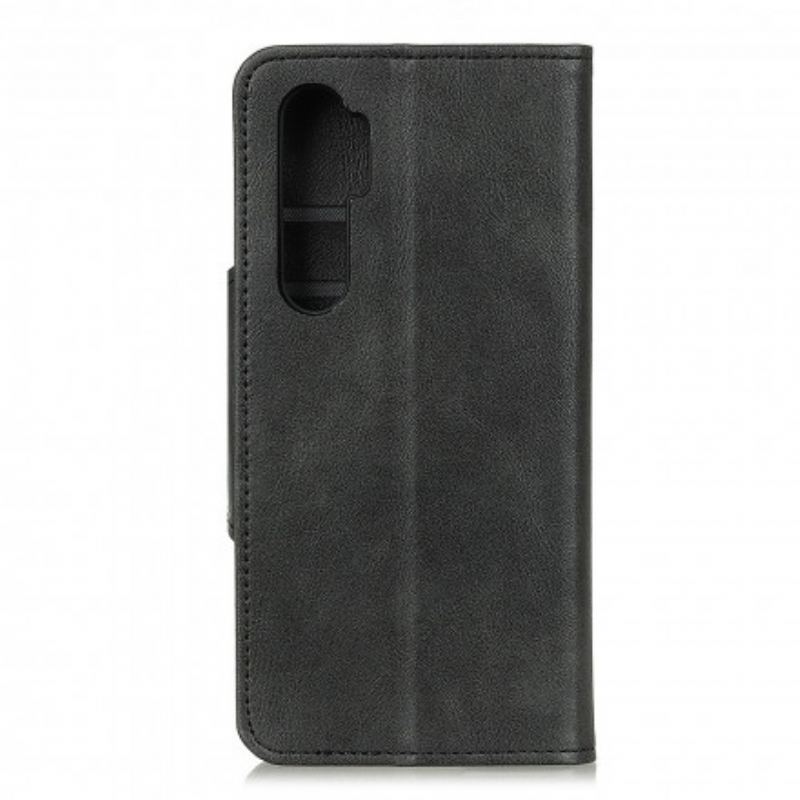 Capa Flip Para Xiaomi Mi Note 10 Lite Botão De Couro Falso