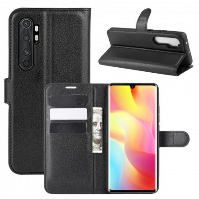 Capa Flip Para Xiaomi Mi Note 10 Lite Couro Falso Clássico