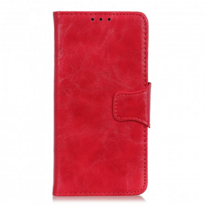 Capa Flip Para Xiaomi Mi Note 10 Lite Fecho Reversível De Couro Rachado