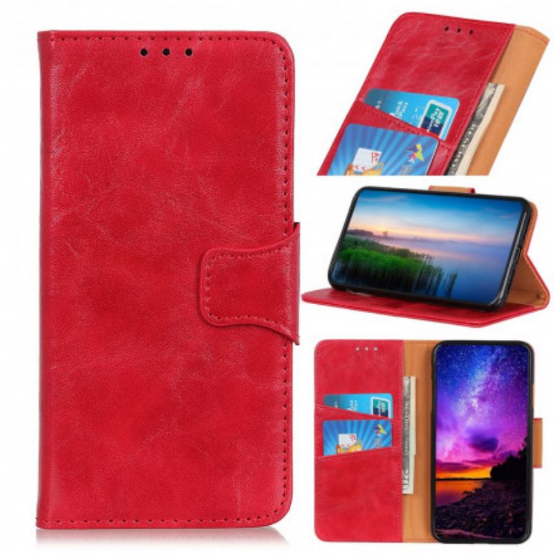 Capa Flip Para Xiaomi Mi Note 10 Lite Fecho Reversível De Couro Rachado