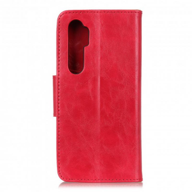 Capa Flip Para Xiaomi Mi Note 10 Lite Fecho Reversível De Couro Rachado