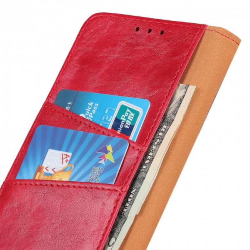 Capa Flip Para Xiaomi Mi Note 10 Lite Fecho Reversível De Couro Rachado