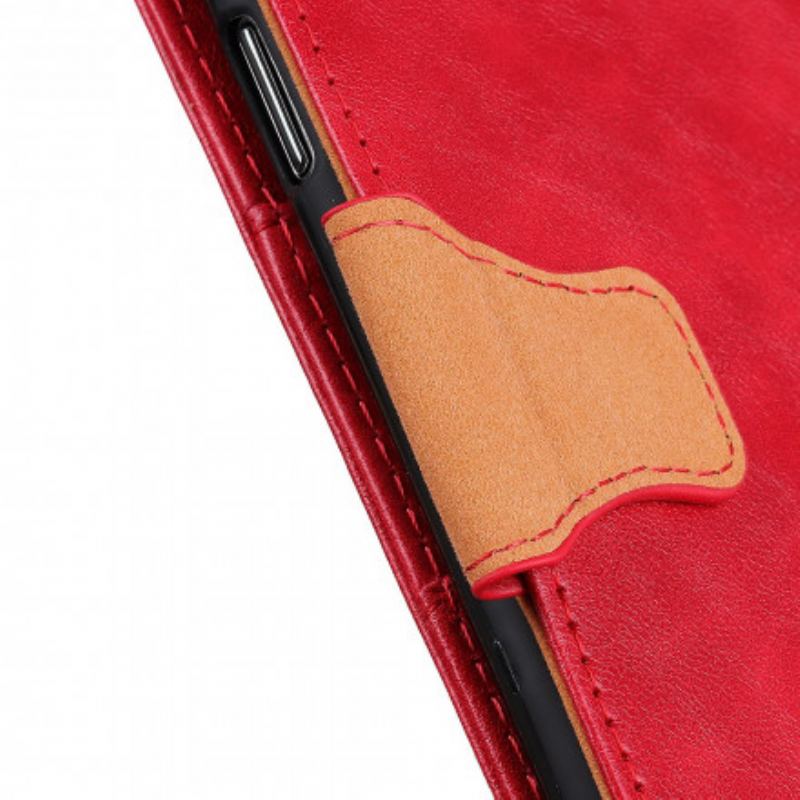 Capa Flip Para Xiaomi Mi Note 10 Lite Fecho Reversível De Couro Rachado