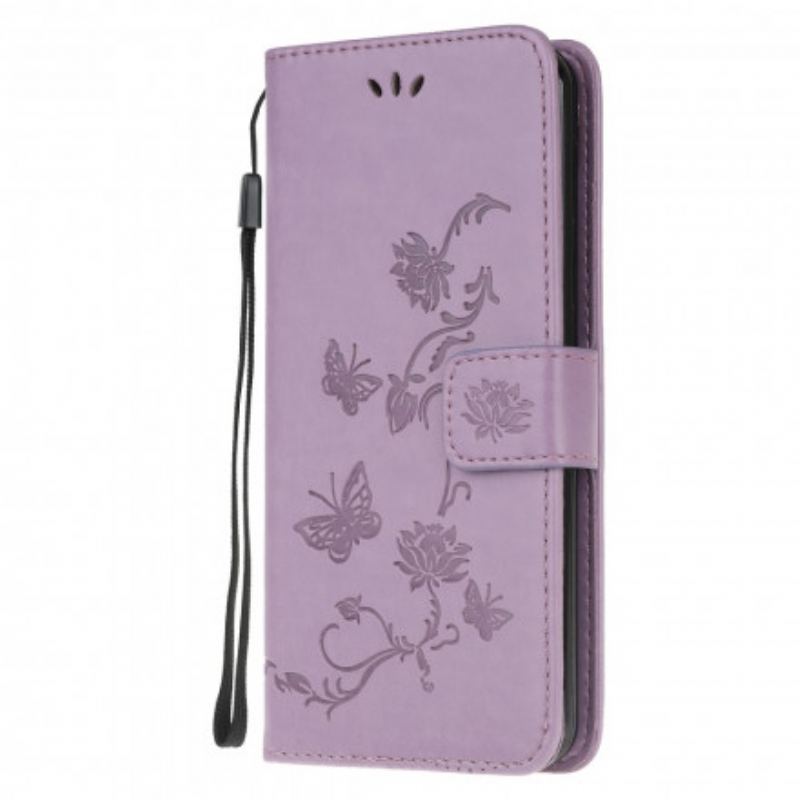 Capa Folio Para Xiaomi Mi Note 10 Lite Borboletas E Flores Asiáticas