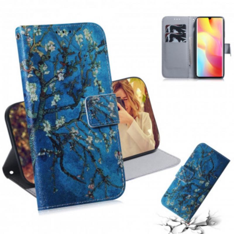 Capa Folio Para Xiaomi Mi Note 10 Lite Ramo De Árvore Florido