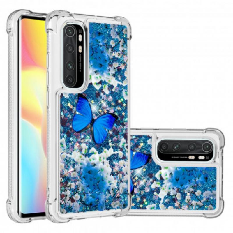 Capa Para Xiaomi Mi Note 10 Lite Borboletas Azuis Brilhantes