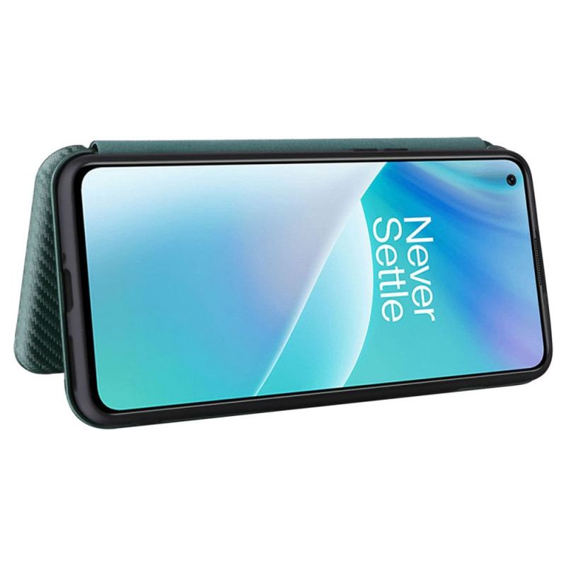 Capa De Celular Para OnePlus Nord 2T 5G Flip Anel Fibra De Carbono