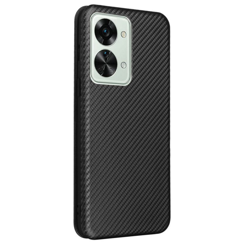 Capa De Celular Para OnePlus Nord 2T 5G Flip Anel Fibra De Carbono