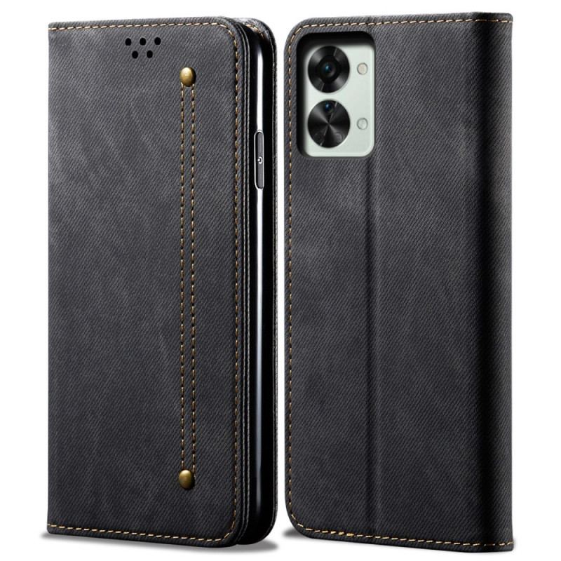 Capa De Celular Para OnePlus Nord 2T 5G Flip Tecido Jeans