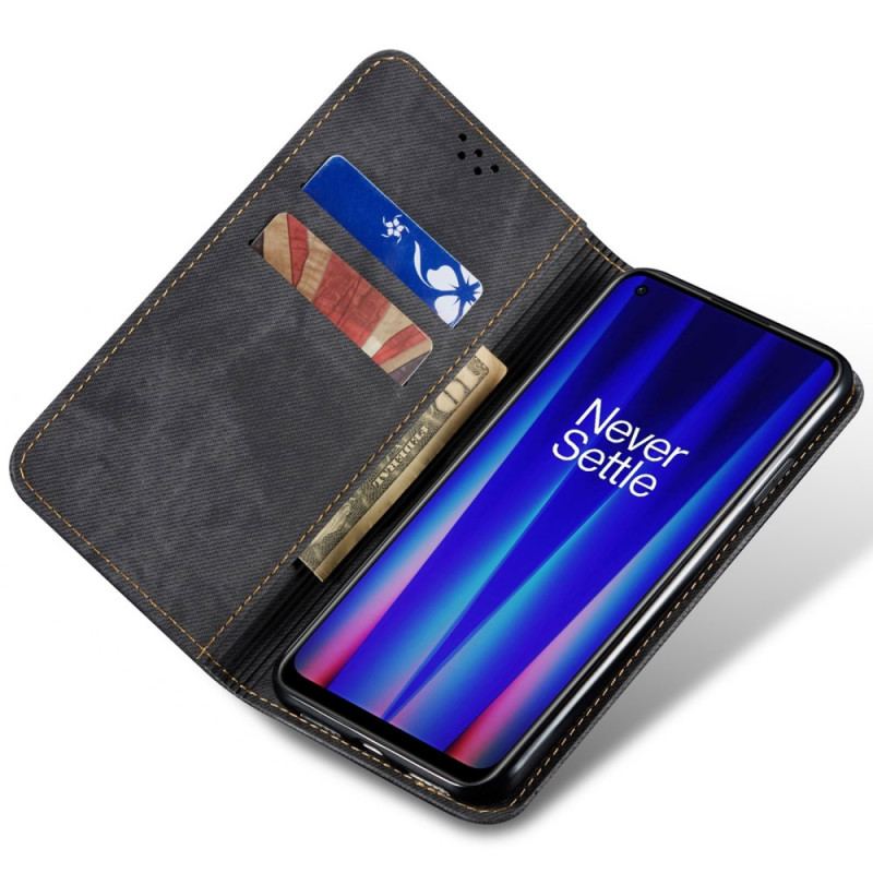 Capa De Celular Para OnePlus Nord 2T 5G Flip Tecido Jeans