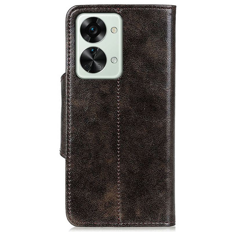 Capa De Couro Para OnePlus Nord 2T 5G Botão Vintage De Couro Falso