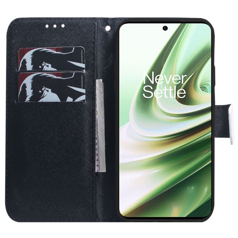 Capa De Couro Para OnePlus Nord 2T 5G De Cordão Filhote De Cachorro E Lobo Na Cinta