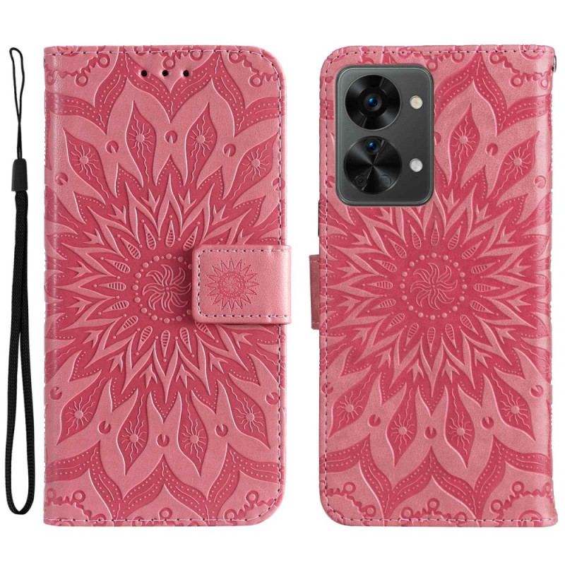 Capa De Couro Para OnePlus Nord 2T 5G De Cordão Mandala Com Alça Para Cartão